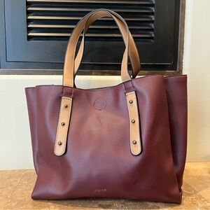 Joe’s Jeans Alexa Burgundy Triple Compartment Tote Bag